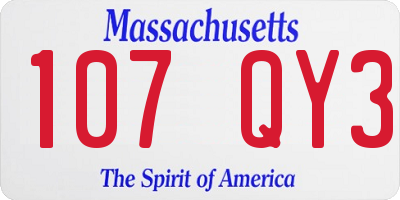 MA license plate 107QY3