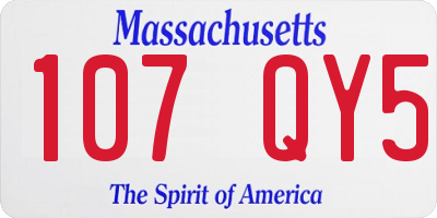 MA license plate 107QY5