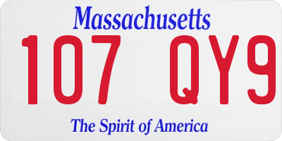 MA license plate 107QY9