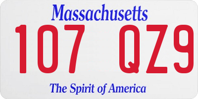 MA license plate 107QZ9