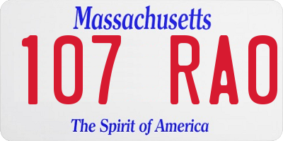 MA license plate 107RA0