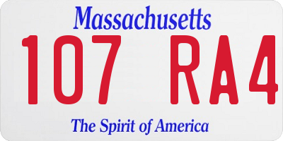 MA license plate 107RA4