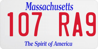 MA license plate 107RA9