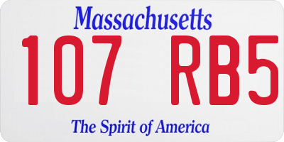 MA license plate 107RB5