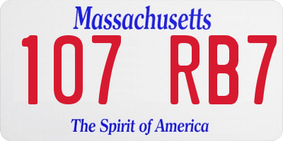 MA license plate 107RB7