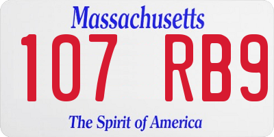 MA license plate 107RB9