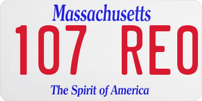 MA license plate 107RE0