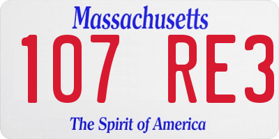 MA license plate 107RE3