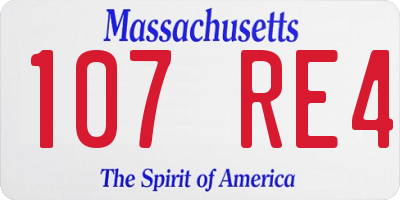 MA license plate 107RE4