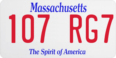 MA license plate 107RG7