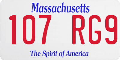 MA license plate 107RG9