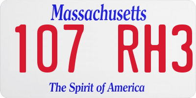 MA license plate 107RH3