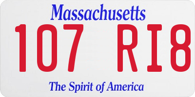 MA license plate 107RI8