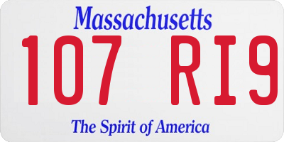 MA license plate 107RI9