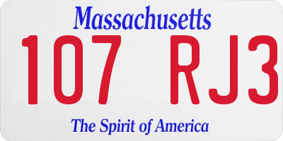 MA license plate 107RJ3