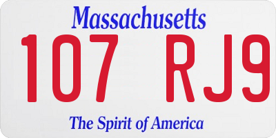 MA license plate 107RJ9