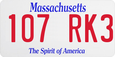 MA license plate 107RK3