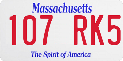 MA license plate 107RK5
