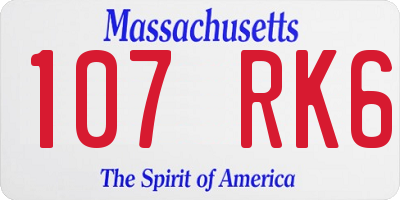 MA license plate 107RK6