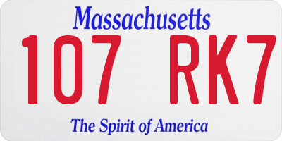 MA license plate 107RK7