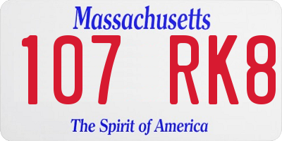 MA license plate 107RK8