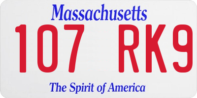 MA license plate 107RK9
