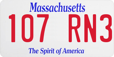 MA license plate 107RN3