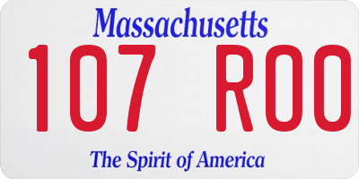 MA license plate 107RO0