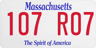 MA license plate 107RO7