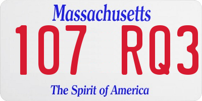 MA license plate 107RQ3
