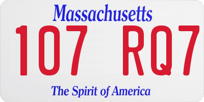 MA license plate 107RQ7