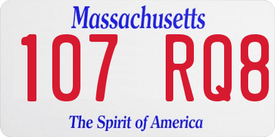MA license plate 107RQ8