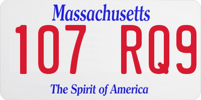 MA license plate 107RQ9