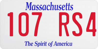 MA license plate 107RS4