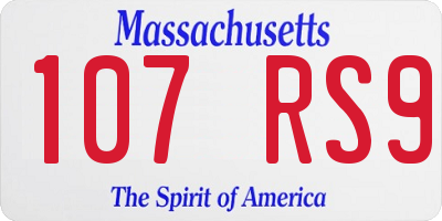 MA license plate 107RS9
