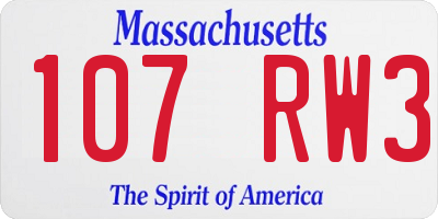 MA license plate 107RW3