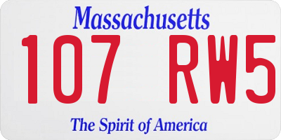 MA license plate 107RW5