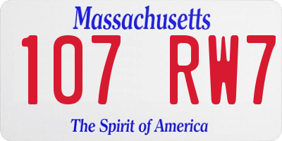 MA license plate 107RW7