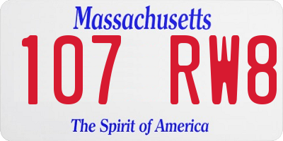 MA license plate 107RW8