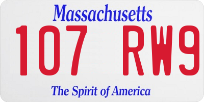 MA license plate 107RW9