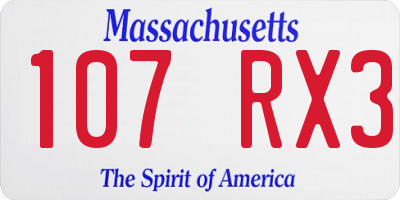 MA license plate 107RX3