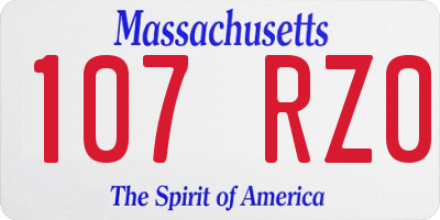 MA license plate 107RZ0