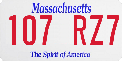 MA license plate 107RZ7