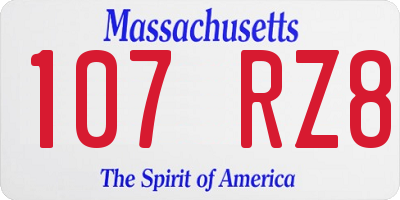 MA license plate 107RZ8