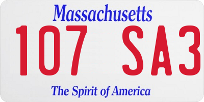MA license plate 107SA3