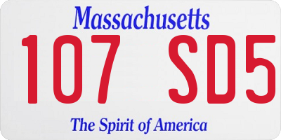 MA license plate 107SD5