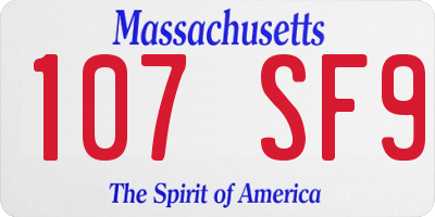 MA license plate 107SF9