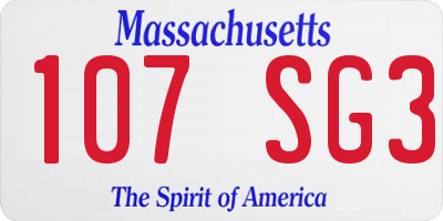 MA license plate 107SG3