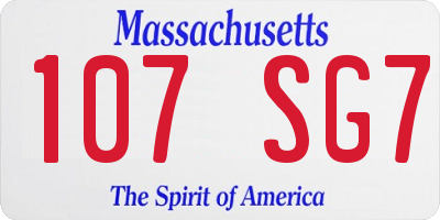 MA license plate 107SG7