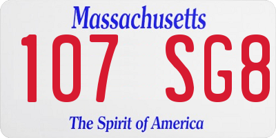 MA license plate 107SG8